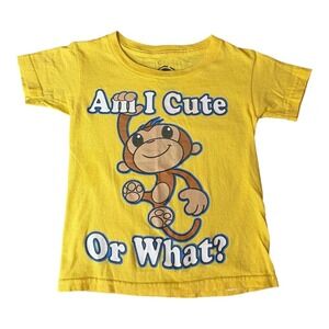 Vintage Hybrid Kids Yellow Monkey Am I Cute Or What Cotton T Shirt Size 3T